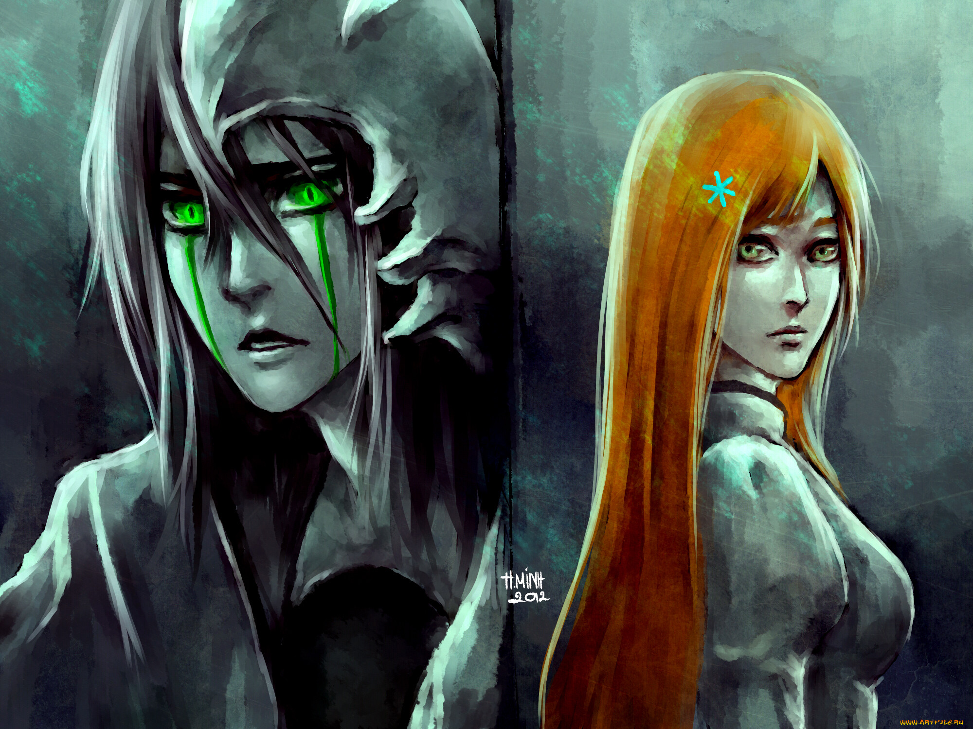 , bleach, , , , , inoue, orihime, ulquiorra, schiffer, , art, nanfe